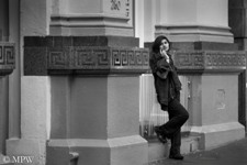 Queen Street Auckland city, black and white photo by Mike Wheelton